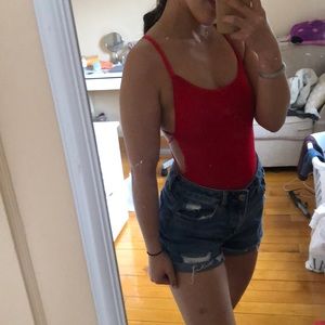 NEW Bold red open back bodysuit